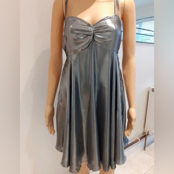 Free People Intimately Babydoll Just Dance Cutout Metallic Silver Dress Small - Picture 2 of 12